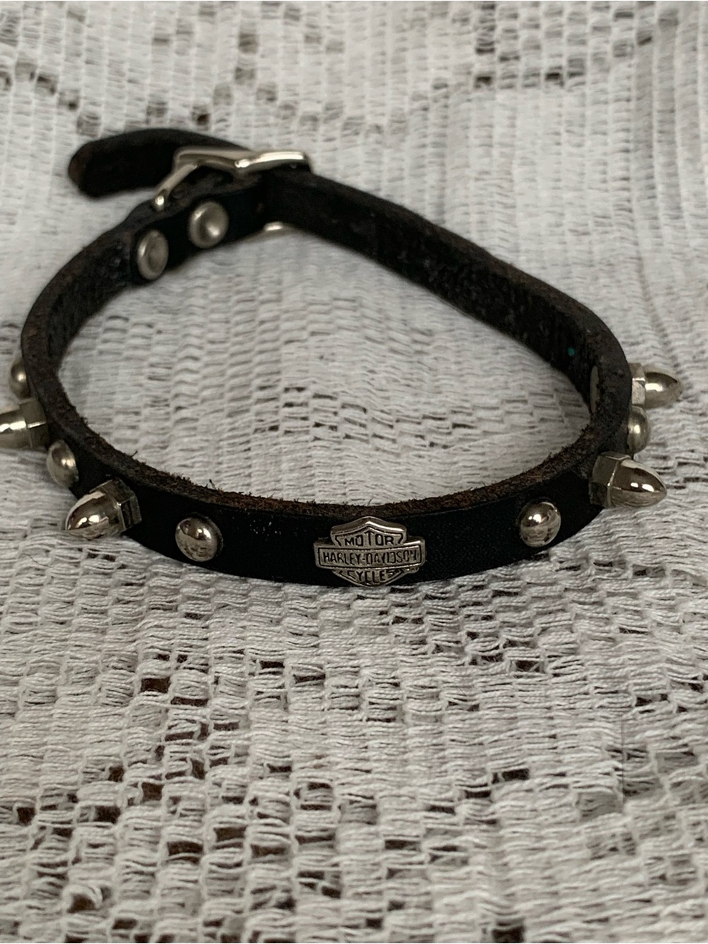 Harley-Davidson Black Leather Bracelet with Silver Logo